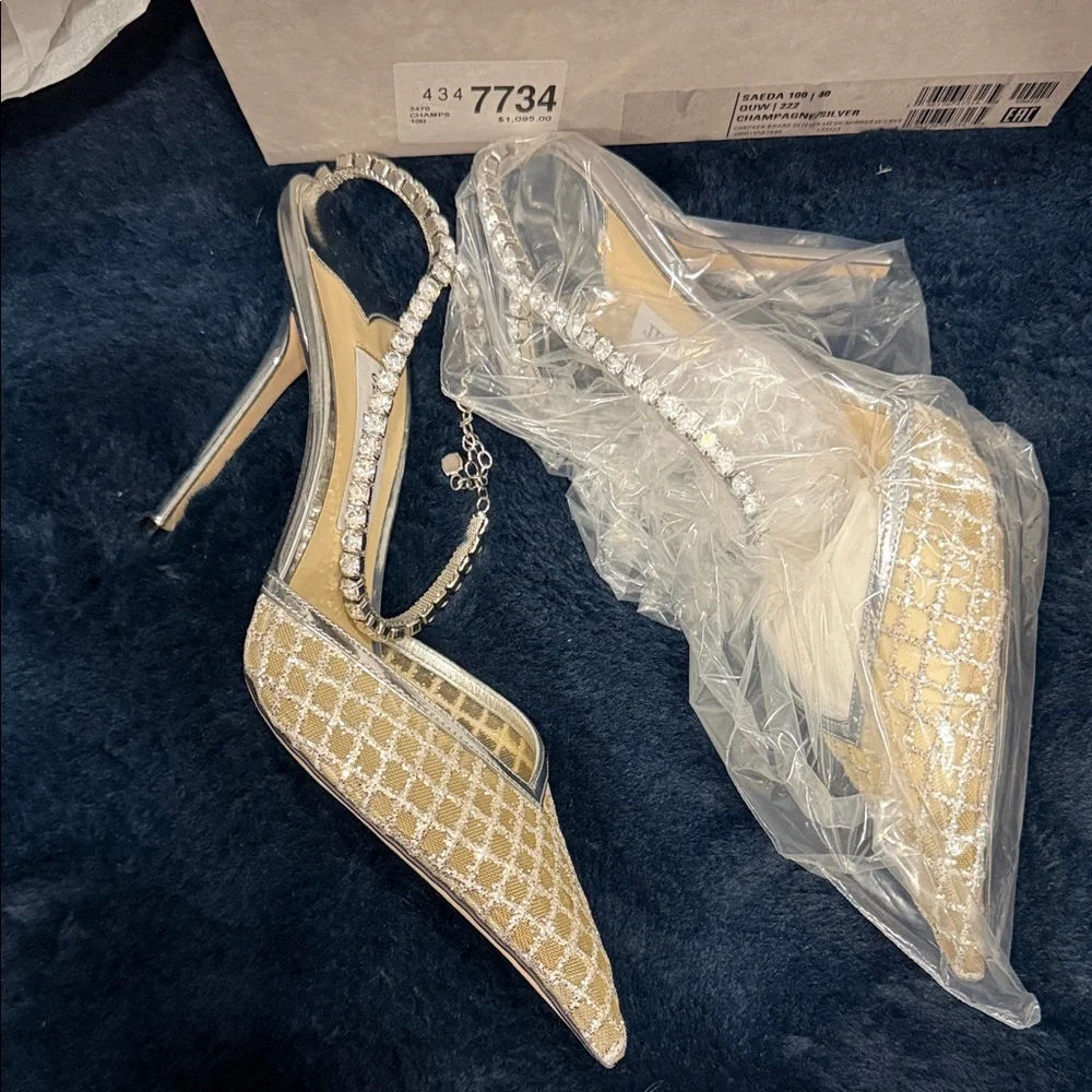 Jimmy Choo Yellow and Silver Heels - Picture 2 of 9